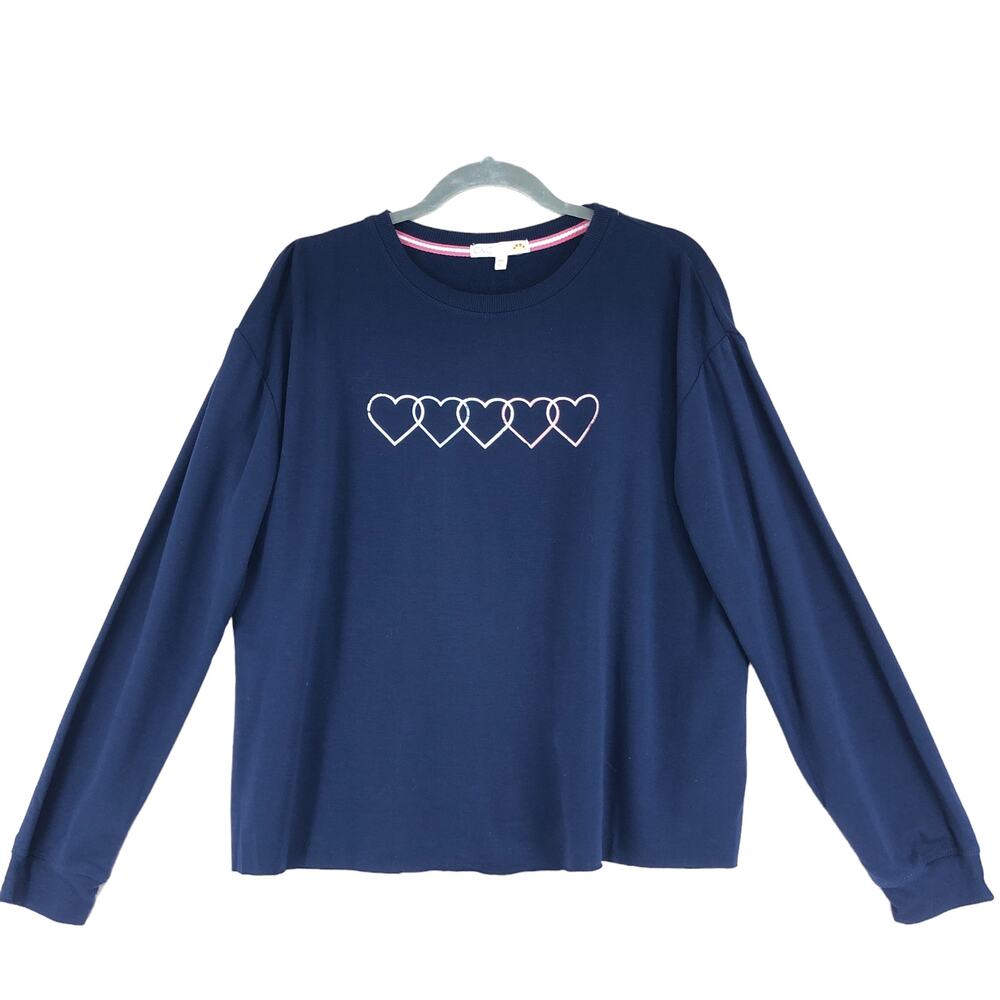 C&C California Womens Size M Sweater Interlocking Hearts Stretch Navy Blue